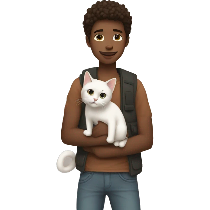 Cool boy hold a cat emoji