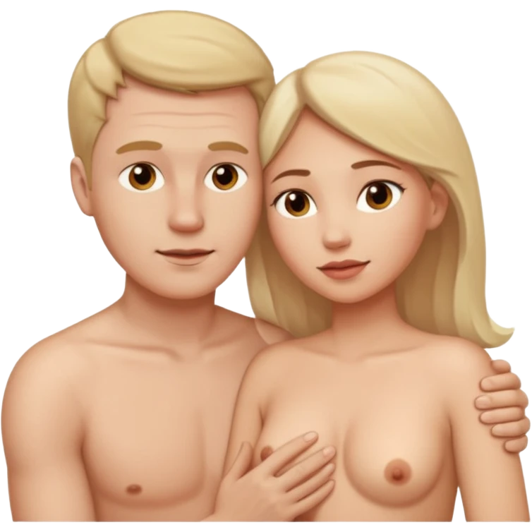White man touching White woman vagina naked emoji