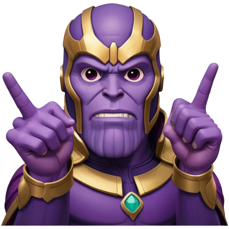 Purple villain Thanos with Squid Game aesthetic showing middle finger emoji