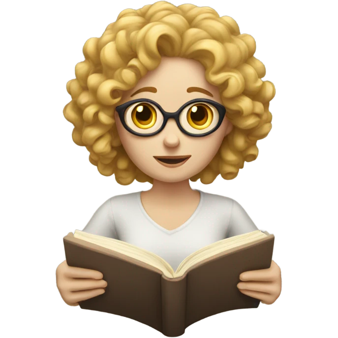 pale woman with curly hair reading emoji