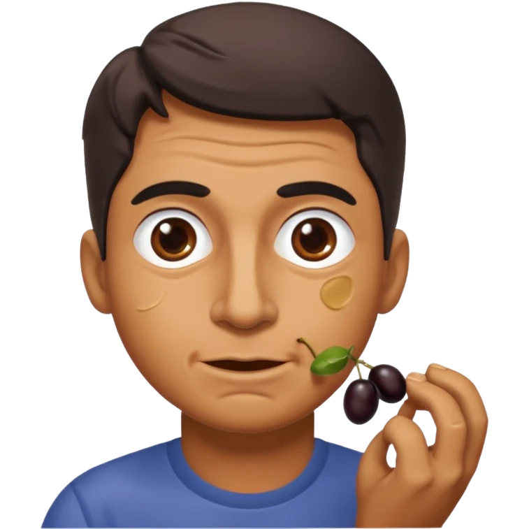 A man eating wrinkled black olives  emoji
