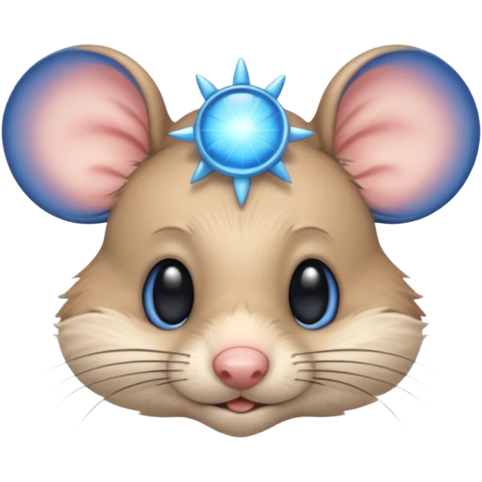 A mouse face with blue sun rays emoji