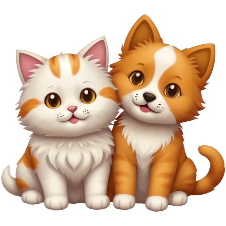 friendly cat and dog together emoji