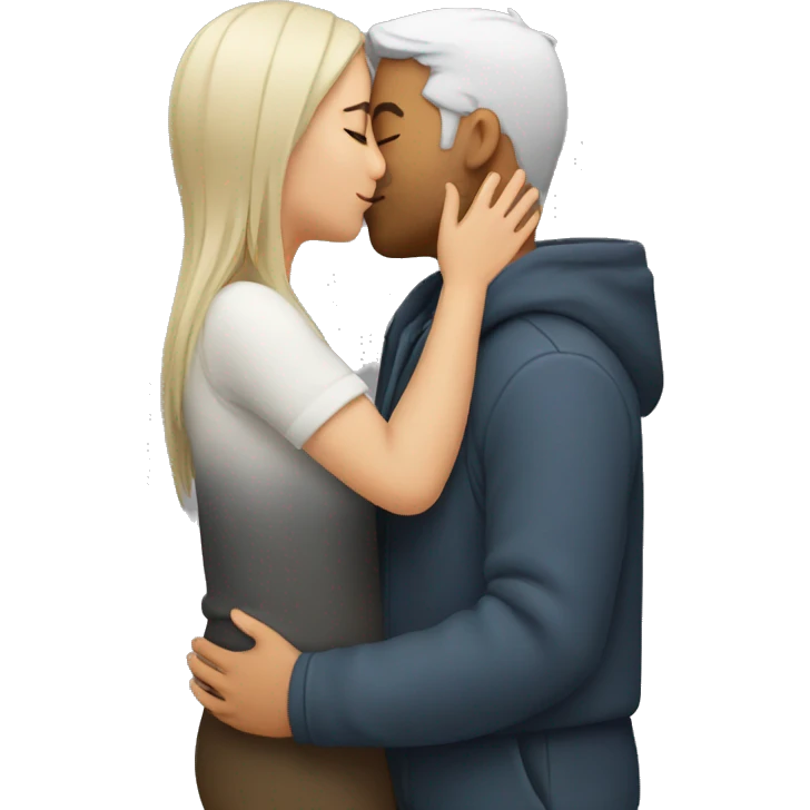 Straight Couple passionate kiss + hug emoji