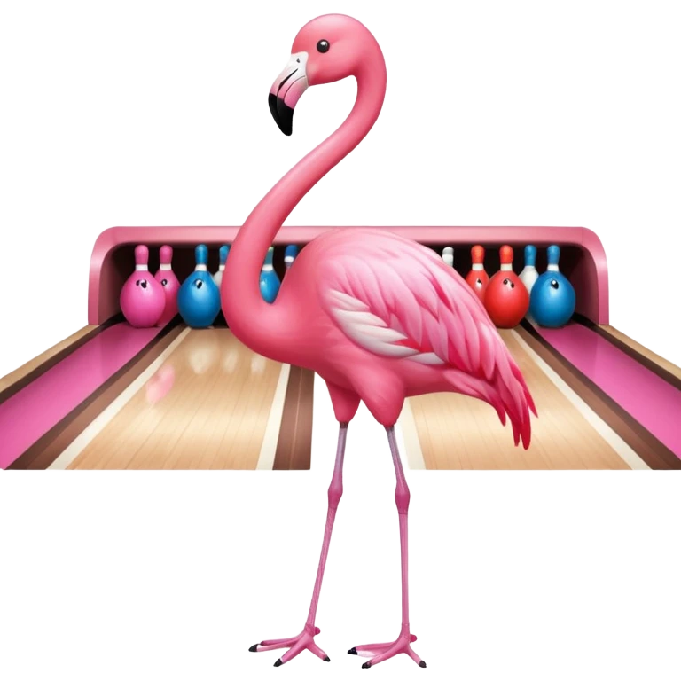 Flamingo playing bowling  emoji