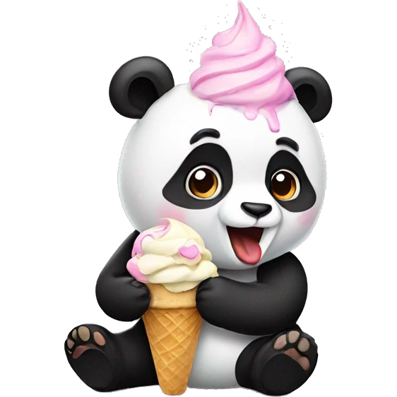 Panda eating ice cream emoji