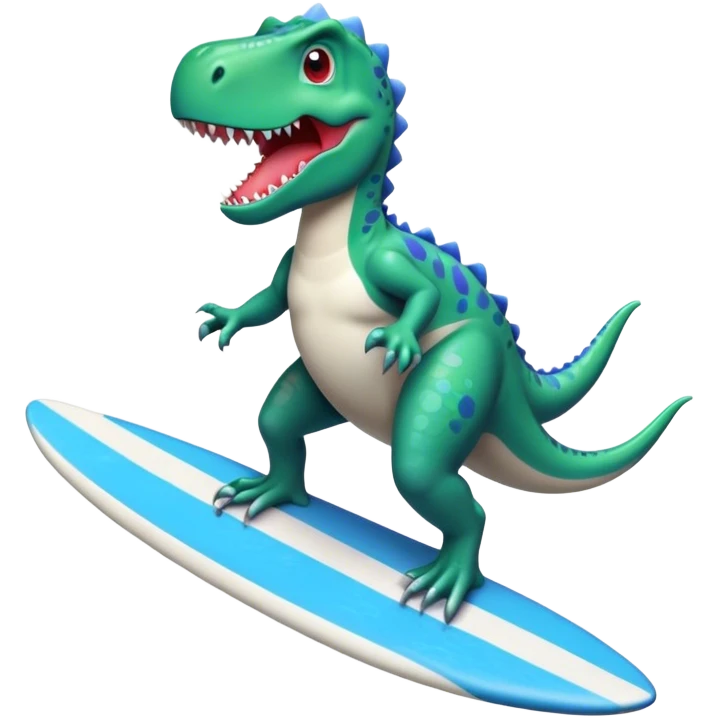 Dino using a surfboard  emoji