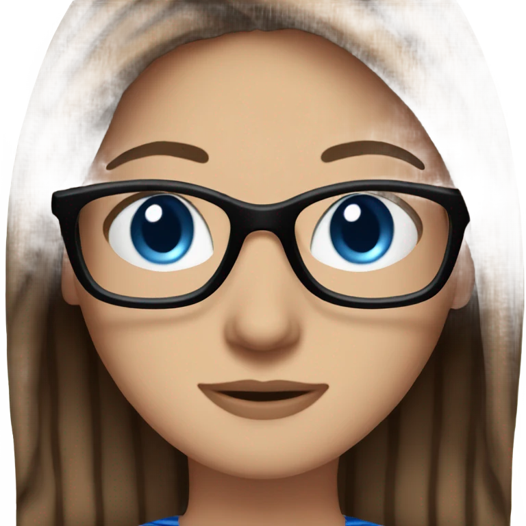 beautiful woman, long straight brown hair, blue eyes, striped knit sweater, with glasses emoji
