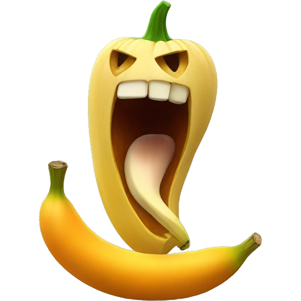 Pumpkin licking a banana emoji