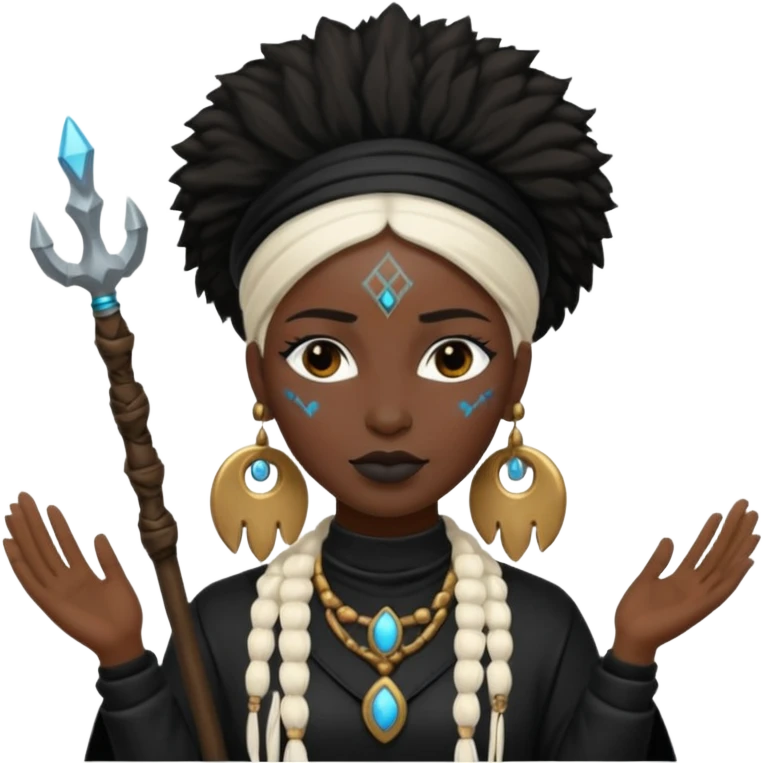white shaman woman black clothes black accesories  emoji