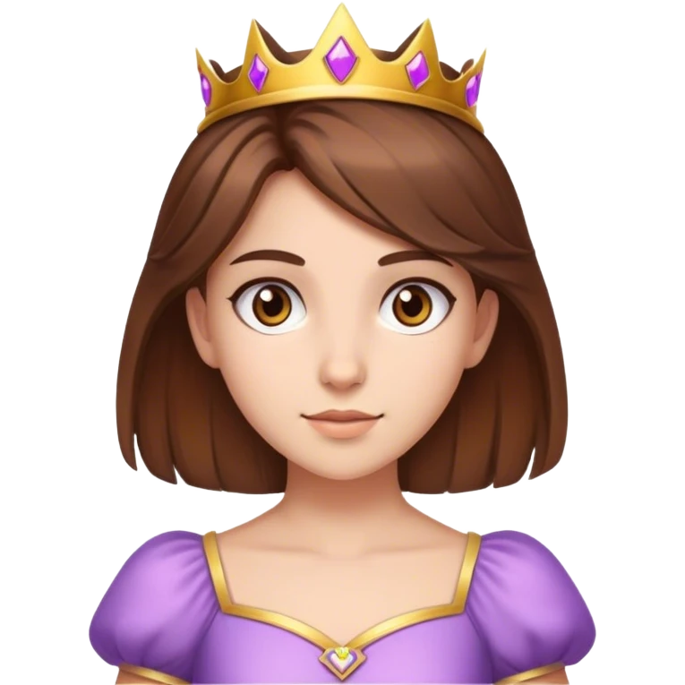 Young gamer Girl princess with brown hair and brown eyes emoji