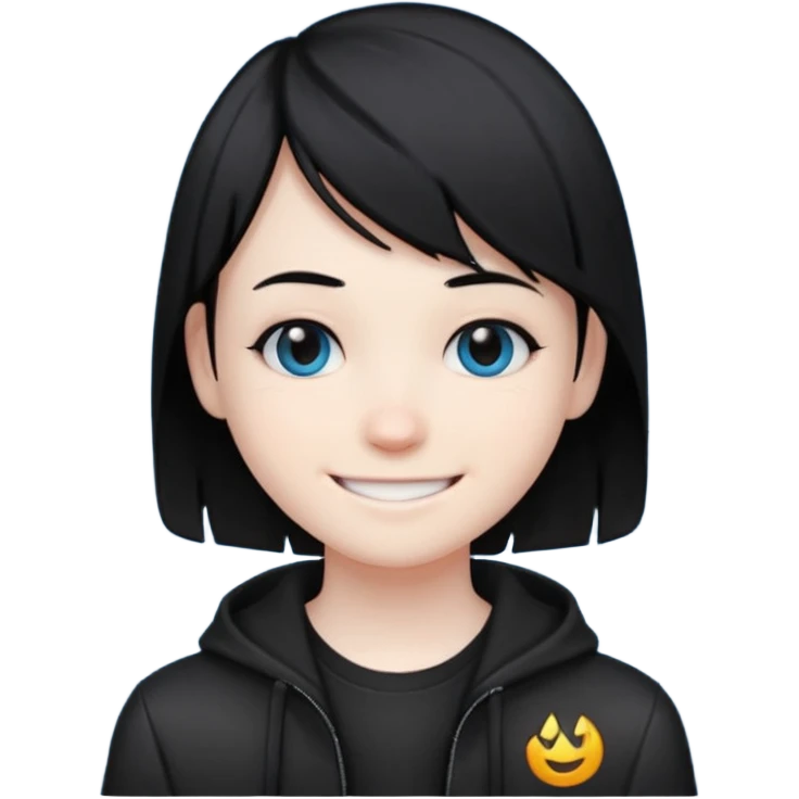 goth emo black hair peak and cool emoji emoji