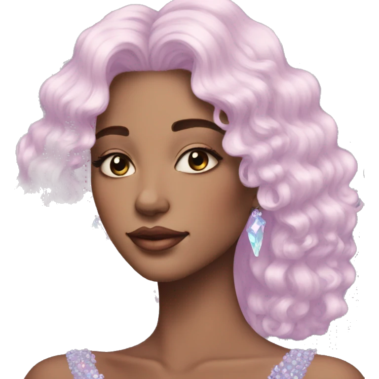 Gorgeous Pastel Lady with crystals in hair aesthetic emoji