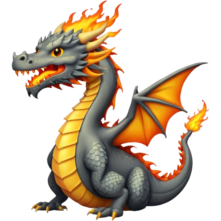 dragon with fire and ash emoji