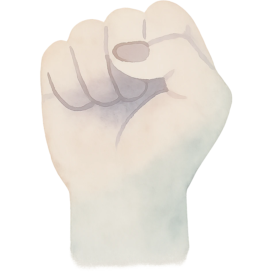 a closed fist, watercolor style, no text emoji