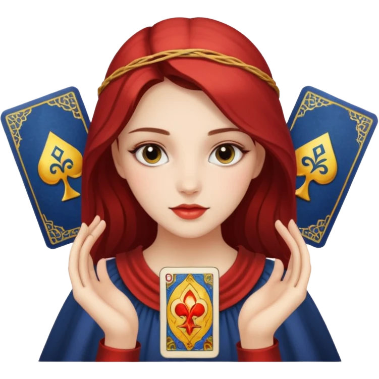 pretty girl with tarot cards emoji