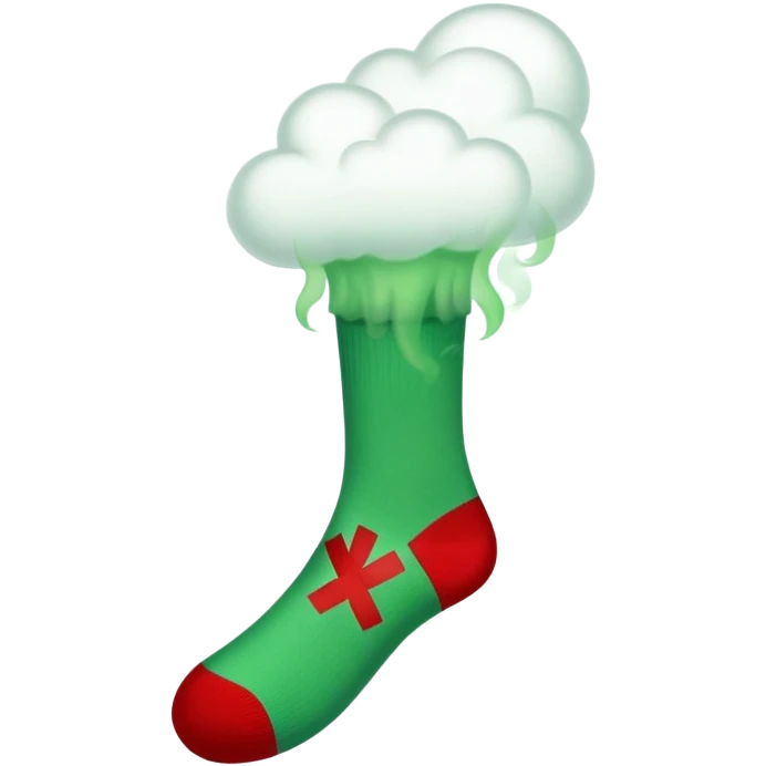 green smoke hovering above socks with Red X covering the entire sock emoji