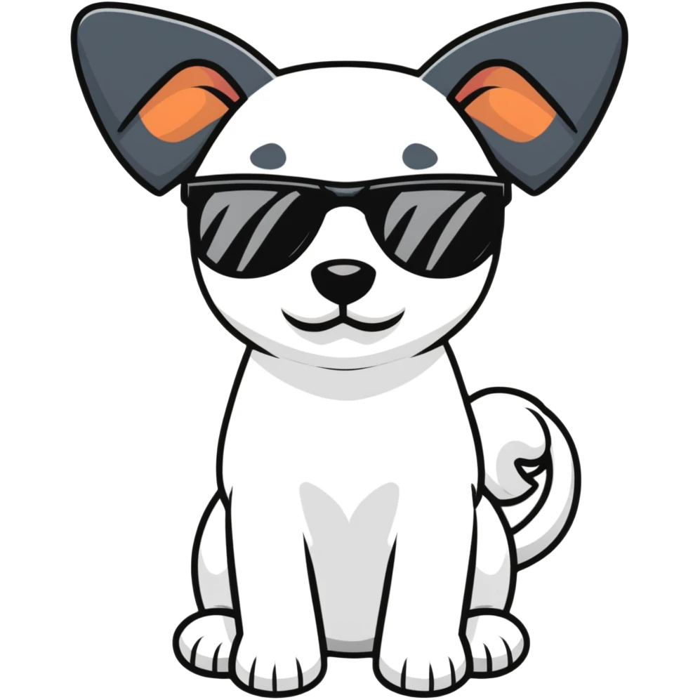 Ziva the american Stafford mixed with pitbull black and white dog with subglasses emoji