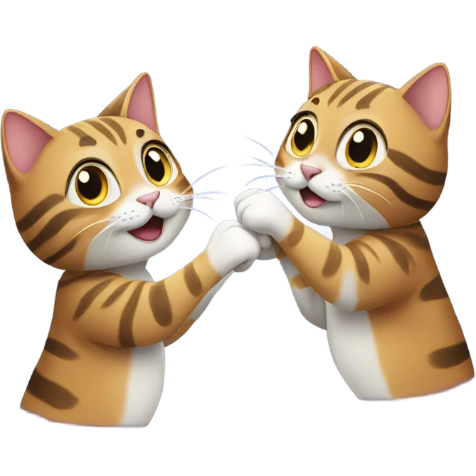 Two tabby cats high fiving  emoji