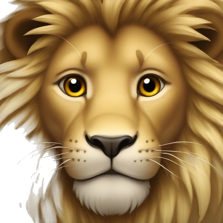 a cute lion with a shaggy mane and hazel eyes emoji
