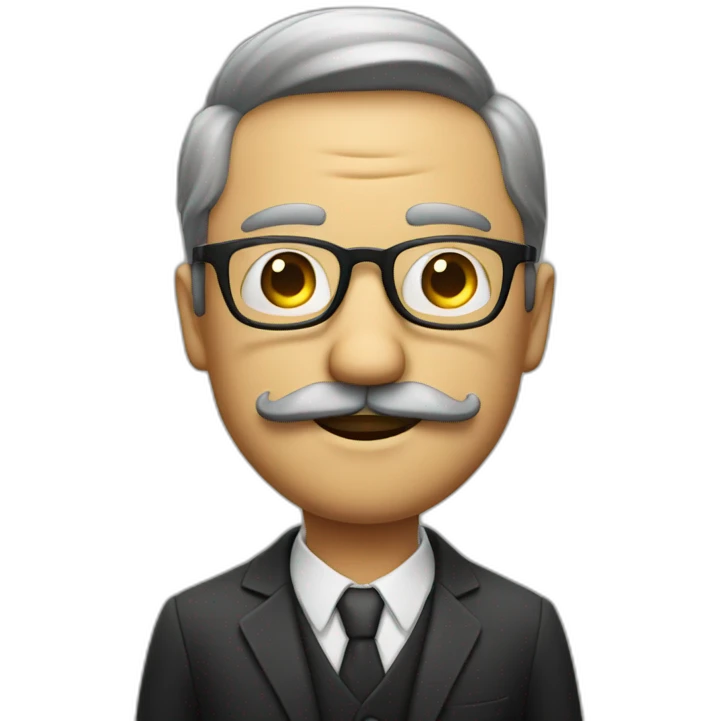 glasses and mustache man, with a judging look emoji