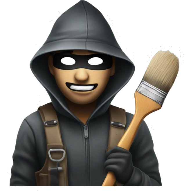 robber man emoji with paintbrush and paint emoji