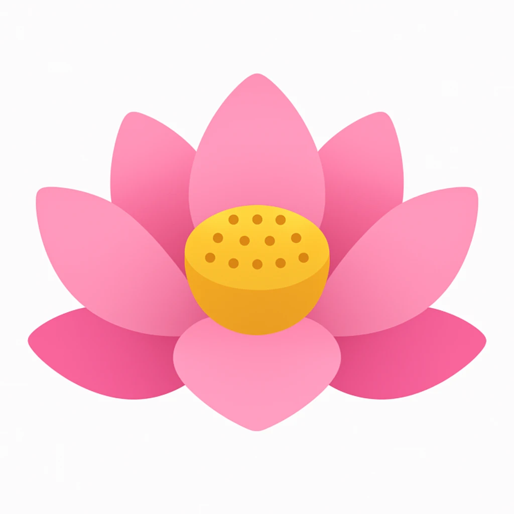 Simplify the pink lotus flower by reducing the number of petals, in a style resembling emoji style with simple shapes and colors. emoji