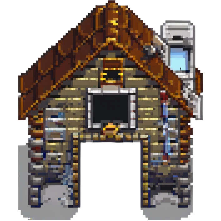 house under construction, pixel art, partially built walls emoji