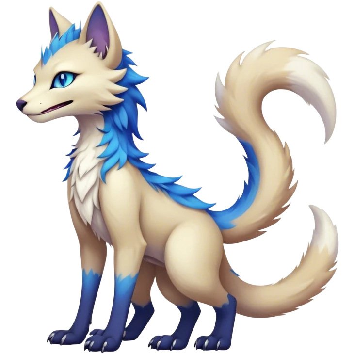 Kawaii dark cute vibrant edgy fantasy ethereal feline-vernid-sergal-fursona animal creature with a tufted tail full body emoji