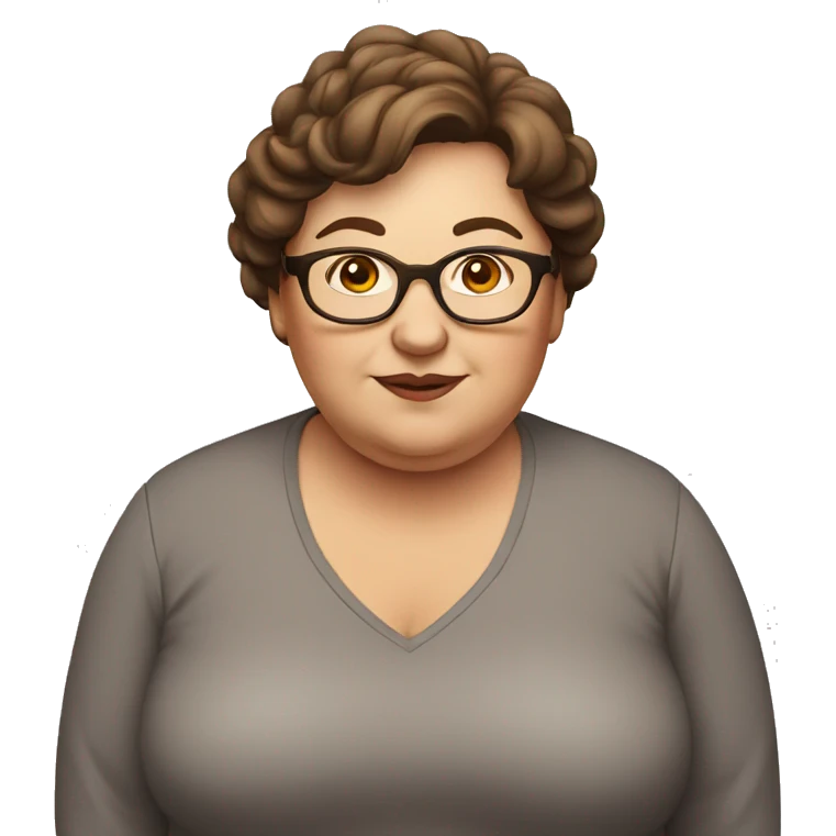 Very fat older female, glasses, brown hair emoji
