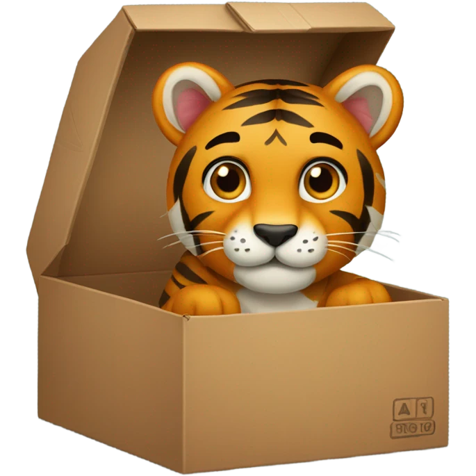 a box with Toni, in the box there is a tiger oben  emoji