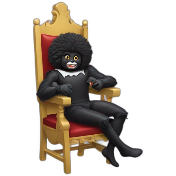 Gollywog sitting in a chair getting an electric shock emoji