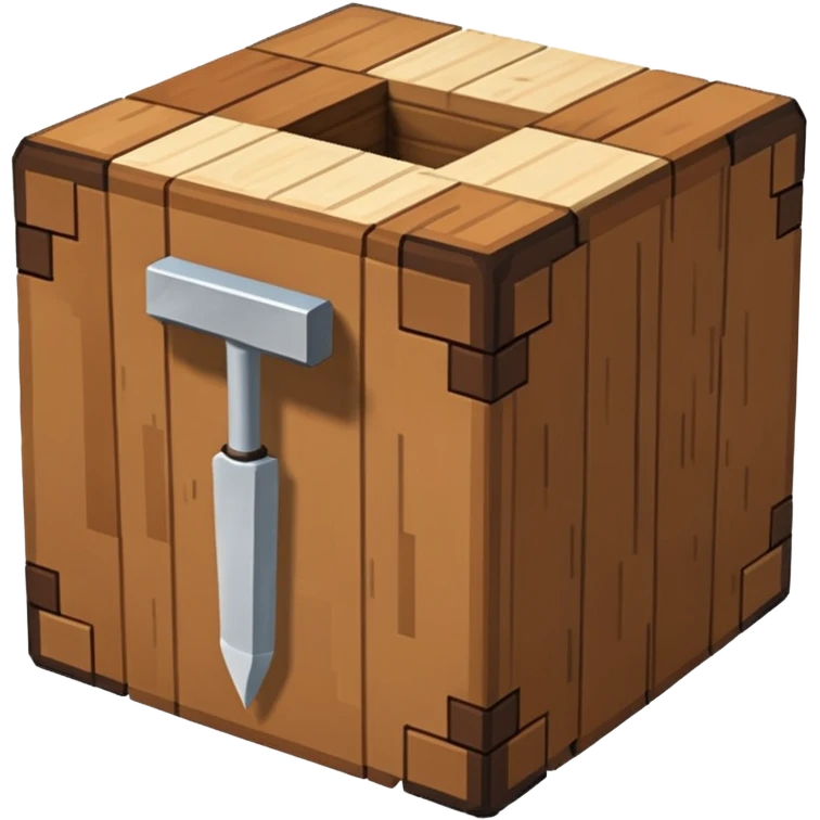 crafting table with tools like a minecraft style cube crafting table 100% like a minecraft table crafting, emoji