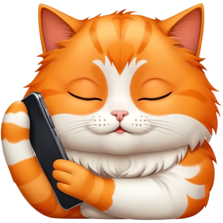 Sleepy cat with a phone emoji