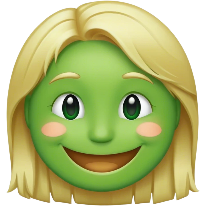 a green smilie with blond hair emoji