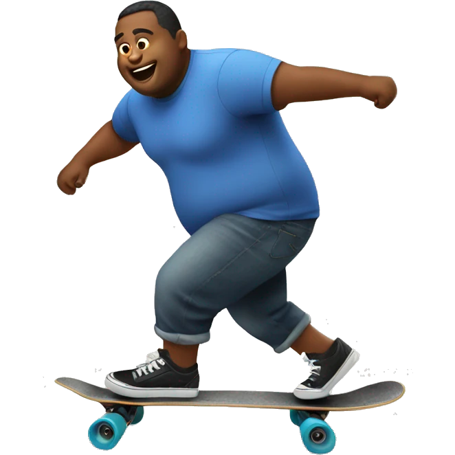 Fat man riding a skateboard emoji