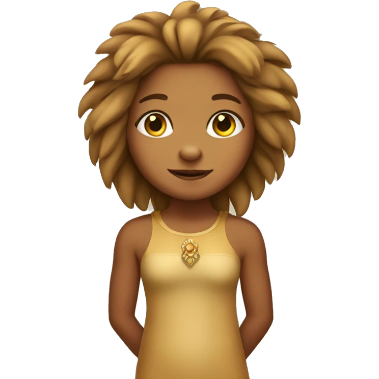 Little tan girl dressed as a lion emoji