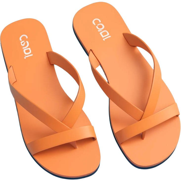 Sandal sole with a single strap, minimal detail, 3D iPhone emoji style, matching the angle of the reference image, viewed from the bottom. emoji