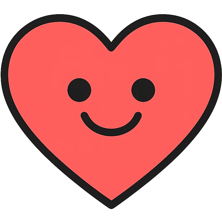 colorful outlined icon of a heart with a smiling face emoji