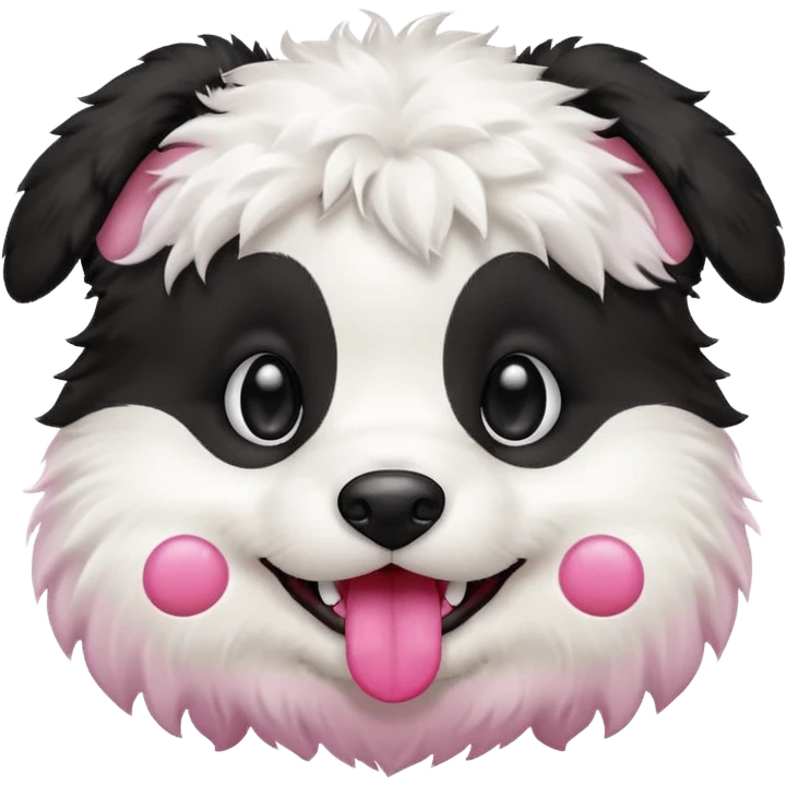 Black and white puppy, smiling emoji