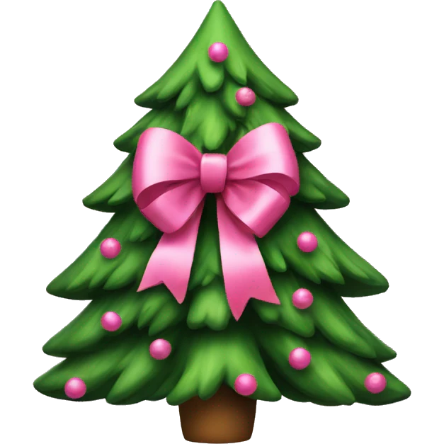 Christmas tree with pink bow on top emoji