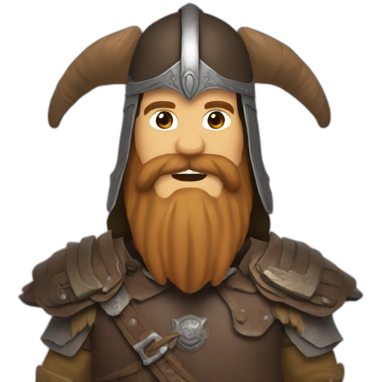 gimli the lord of the rings brown beard wearing helme emoji