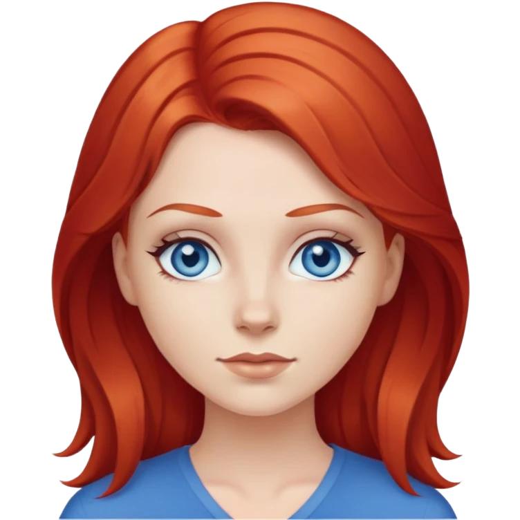 White girl with red hair and blue eyes emoji