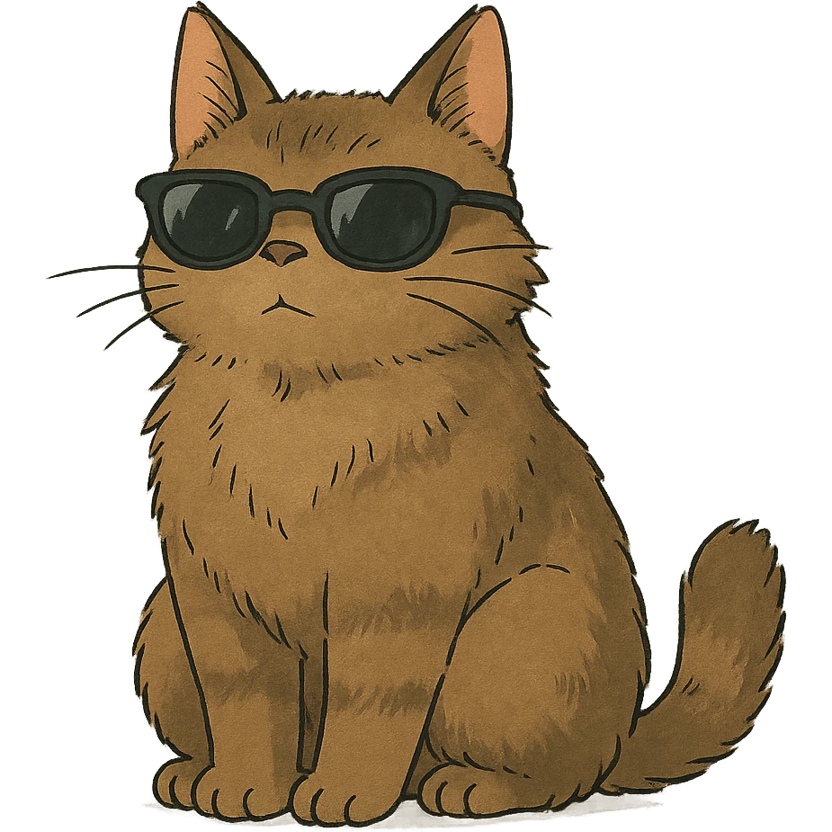 ghibli style cat wearing sunglasses emoji
