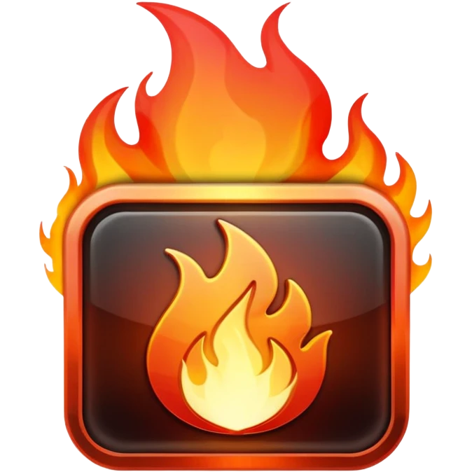 video play button with flames emoji