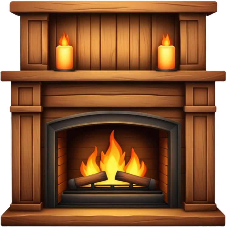Warm wooden fireplace emoji