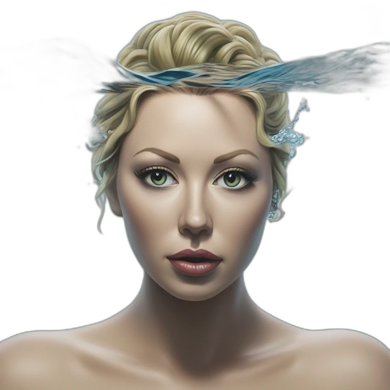 Hyper-realistic painting sculpture samantha saint under water emoji