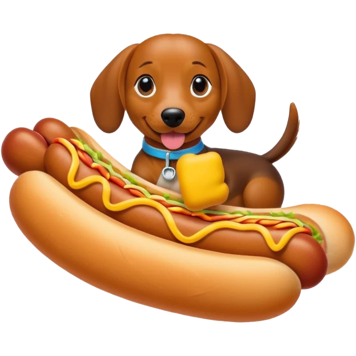 a weiner dog in a hot dog bun doing a thumbs up emoji