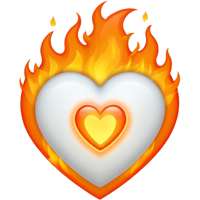 The heart is white and there is fire all around emoji