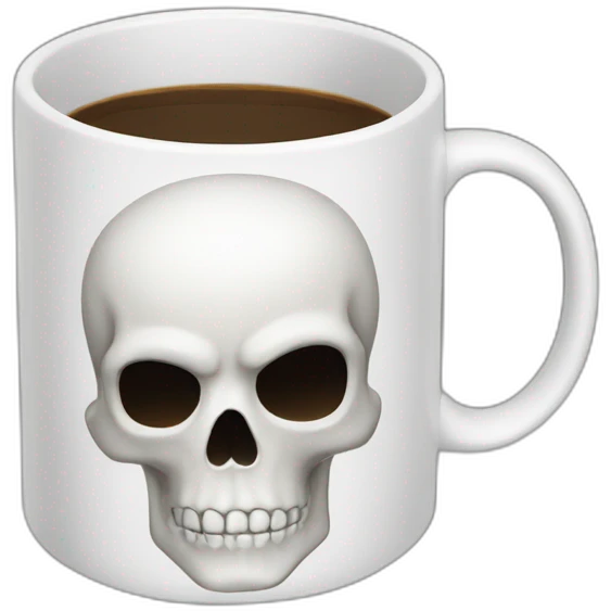 A white coffee mug with a skull on it emoji
